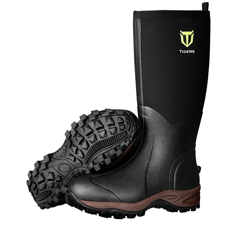 TIDEWE Rubber Neoprene Boots Size 7 Waterproof Black, Brown